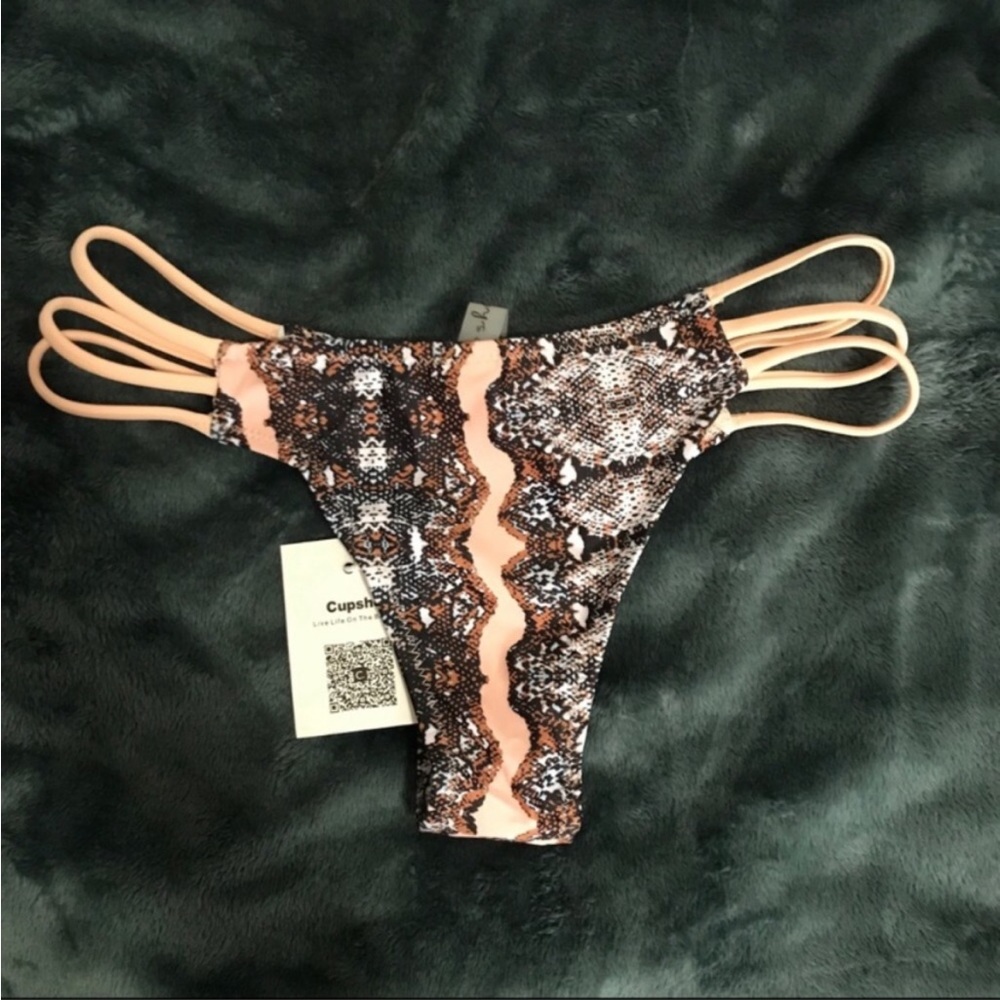 NWT Snakeskin Coral Strappy Swim Bottoms size Small - Picture 3 of 5